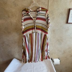 Torrid Super Soft Knits Multi-Colored Striped Collared Midi Dress